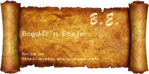 Bogdán Etele névjegykártya