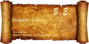 Bogdán Etele névjegykártya